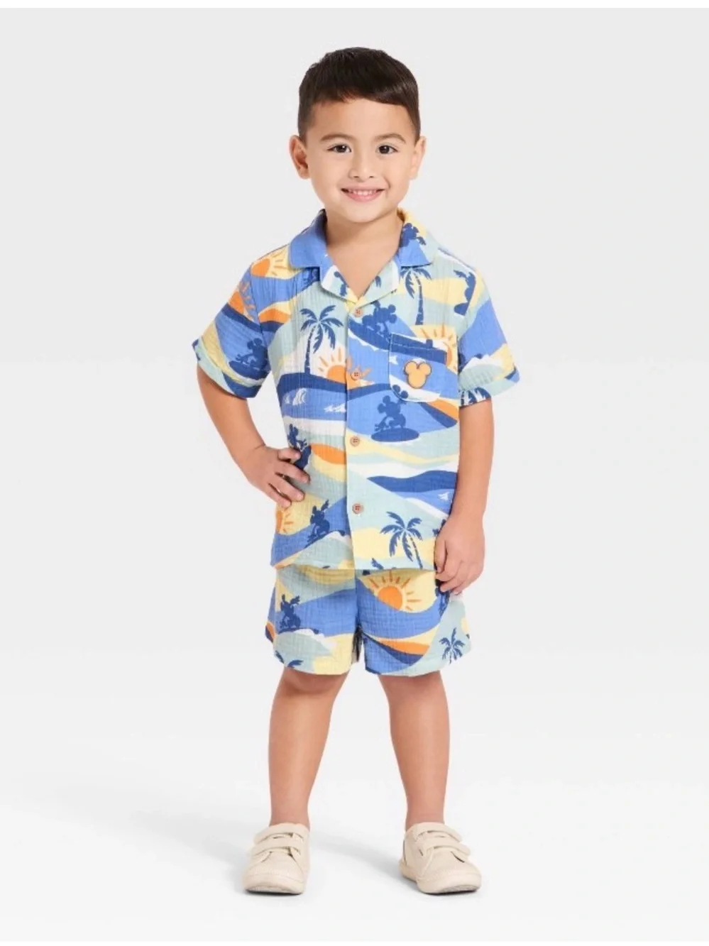 Disney Boys Blue Mickey Surf Print Set